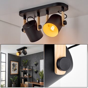 Rebbenas ceiling light, ceiling spotlight Ecru, black, 2-light sources