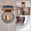 Rafon ceiling light, globe light Wood like finish, black, 1-light source