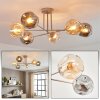 Ripoll ceiling light, globe light sand-coloured, 6-light sources
