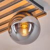 Rafon ceiling light, globe light Wood like finish, black, 4-light sources