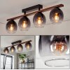 Chauplane ceiling light dark brown, Ecru, black, 4-light sources
