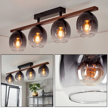 Chauplane ceiling light dark brown, Ecru, black, 4-light sources