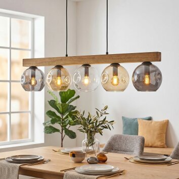 Ripoll hanging light, globe light, pendant light Ecru, black, 5-light sources