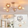 Ripoll ceiling light, globe light sand-coloured, 6-light sources