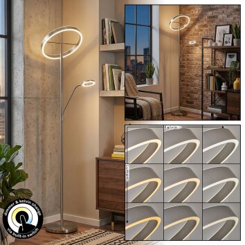 Melak floor lamp, Reading light LED matt nickel, 2-light sources