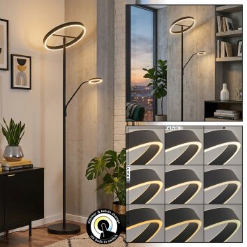 Melak floor lamp, Reading light LED black, 2-light sources