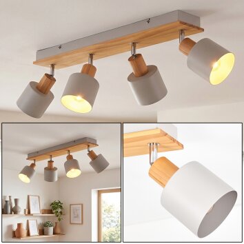 Olaris ceiling light, ceiling spotlight chrome, grey, Ecru, 4-light sources