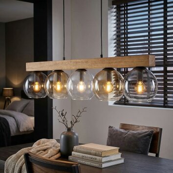 Koyoto hanging light, globe light, pendant light Ecru, black, 5-light sources