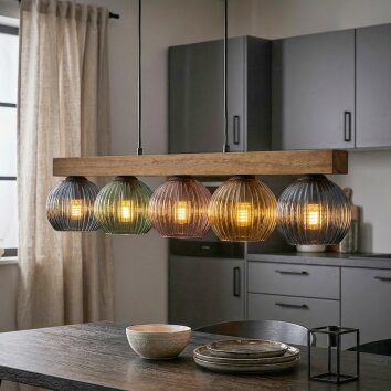 Koyoto hanging light, globe light, pendant light Ecru, black, 5-light sources
