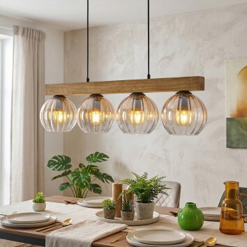 Koyoto hanging light, globe light, pendant light Ecru, black, 4-light sources
