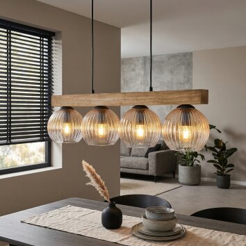 Koyoto hanging light, globe light, pendant light Ecru, black, 4-light sources