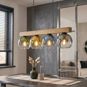 Koyoto hanging light, globe light, pendant light Ecru, black, 4-light sources