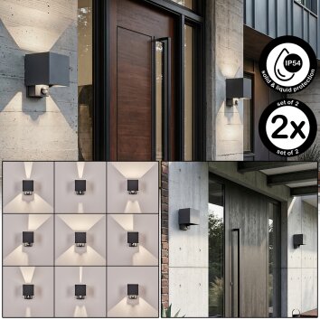 Almodofa outdoor wall light, Up & Down Light, wall light LED anthracite, 1-light source, Motion sensor