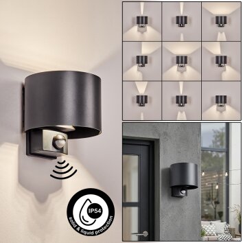 Almodofa outdoor wall light, Up & Down Light, wall light LED anthracite, 1-light source, Motion sensor