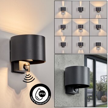 Almodofa outdoor wall light, Up & Down Light, wall light LED anthracite, 1-light source, Motion sensor