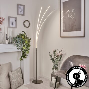 UTTORP Floor Lamp LED matt nickel, 3-light sources
