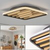 Velani LED ceiling light with wooden slat design, Scandinavian flat square panel