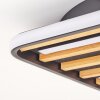 Velani LED ceiling light with wooden slat design, Scandinavian flat square panel
