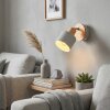 Olaris adjustable reading wall light with wooden mount and cream metal shade