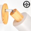 Olaris adjustable reading wall light with wooden mount and cream metal shade