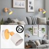 Olaris wall spotlight set of 2, wood accent, white shade, adjustable reading light