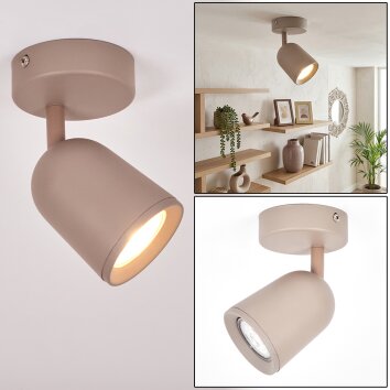 Lemak LED ceiling spotlight, adjustable ceiling spot in sand taupe, modern GU10