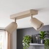 LED Lemak ceiling spotlight, 2-light sand taupe spot bar with rotatable heads