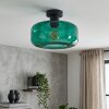 Boza green glass ceiling light, flush mount lamp with round dark green glass shade