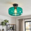 Boza green glass ceiling light, flush mount lamp with round dark green glass shade