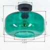 Boza green glass ceiling light, flush mount lamp with round dark green glass shade