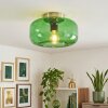 Boza Green Glass Flush Mount Ceiling Light, round shade, Ø 28 cm, E27
