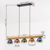 Koyoto wooden beam pendant light with multicoloured glass globes, 5-light, length 95 cm