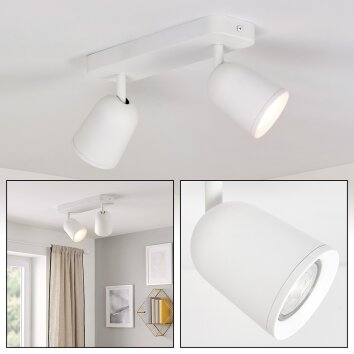 Lemak LED ceiling spotlight, 2-light adjustable GU10 spot in white