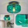 Boza green glass ceiling light with rounded shade, E27, Ø 28 cm, retro modern