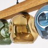 Ripoll wooden beam pendant light, 4-light dining table lamp with colored glass globes