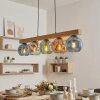 Ripoll wooden beam pendant light for dining table, 95 cm, 5-light coloured glass