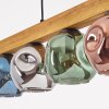 Ripoll wooden beam pendant light for dining table, 95 cm, 5-light coloured glass