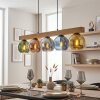 Koyoto wooden bar pendant light, 5-light glass globe pendant, length 95 cm