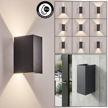 Hoods LED outdoor wall light with up and down beam, IP44 for patio and front door