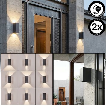 Hoods LED outdoor wall light, 2-pack up and down light beam, IP44 for patio
