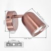 Lemak LED wall spotlight, copper adjustable wall light with swivel head