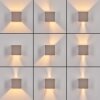 Modern square Up & Down wall light Badajoz, set of 2 in sand-coloured metal
