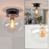 Gastor glass globe ceiling light, clear round shade, E27 retro ceiling lamp