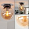 Gastor ceiling light with amber glass globe, retro flush mount light for living room