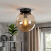 Gastor ceiling light with amber glass globe, retro flush mount light for living room