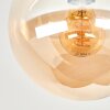 Gastor ceiling light with amber glass globe, retro flush mount light for living room