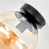 Gastor ceiling light with amber glass globe, retro flush mount light for living room