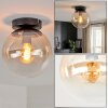 Gastor ceiling light with amber glass globe, retro flush mount for hallway