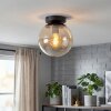 Gastor ceiling light with amber glass globe, retro flush mount for hallway