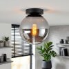 Gastor globe ceiling light with smoked glass shade, E27 retro flush mount